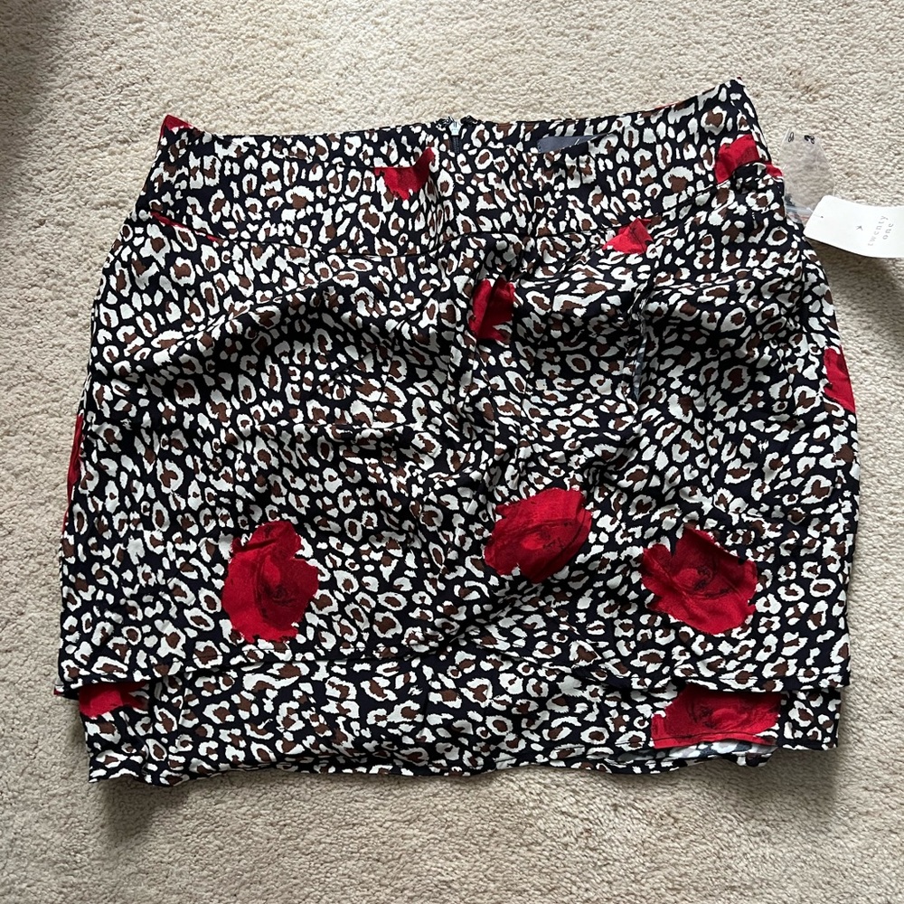 New forever 21 mini skirt tulip leopard rose floral slit large f21 print wrap